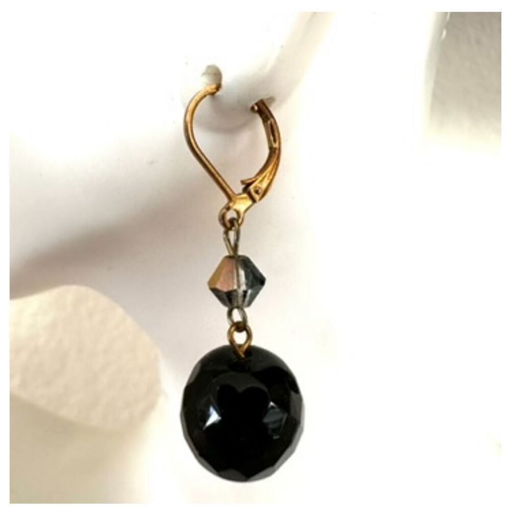 Black beaded drop earrings